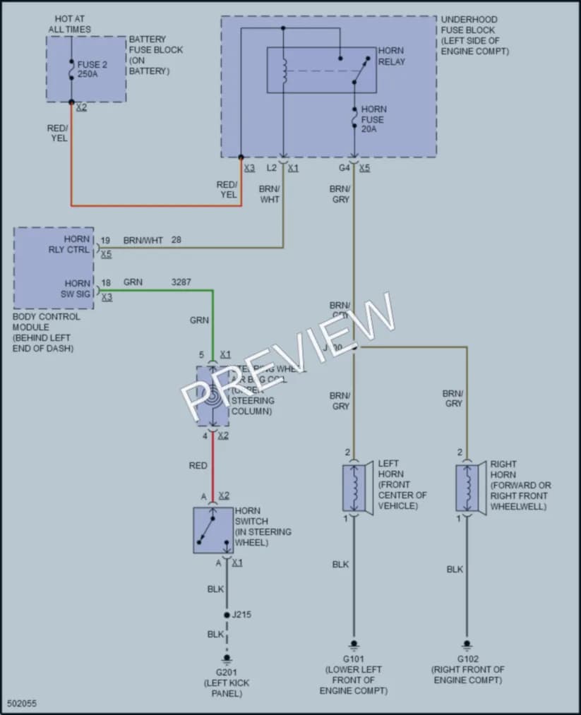 2016 Chevrolet MalibuHybrid Horn wiring diagram preview