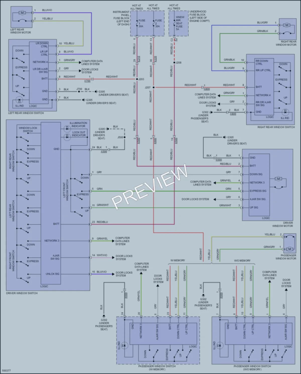 2016 Chevrolet MalibuHybrid Power Windows wiring diagram preview