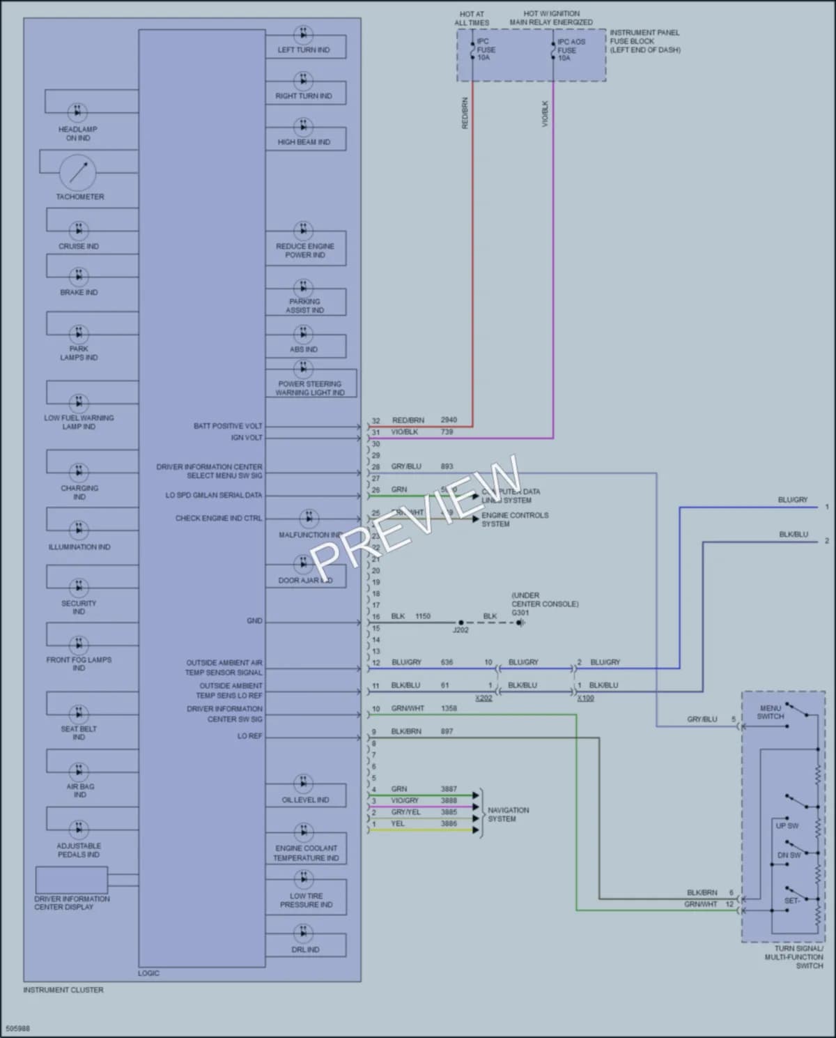 2016 Chevrolet Sonic Instrument Cluster wiring diagram preview