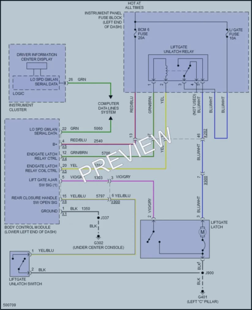 2016 Chevrolet Sonic Trunk Tailgate Fuel Door wiring diagram preview