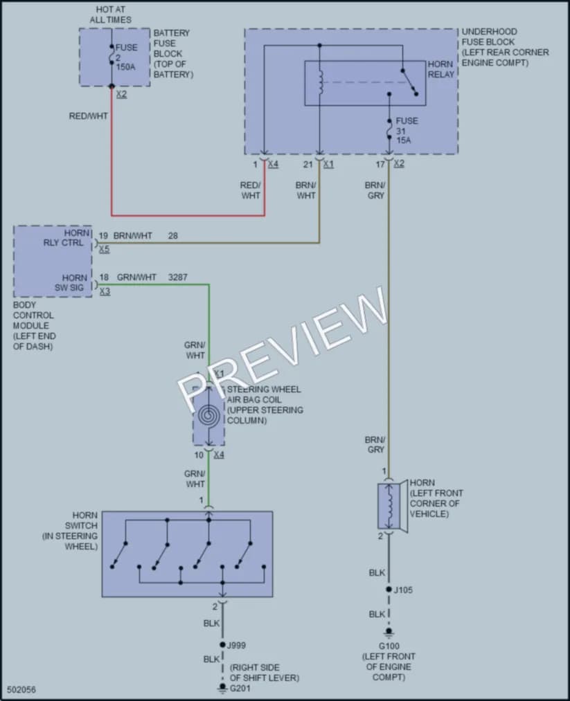 2016 Chevrolet Spark Horn wiring diagram preview