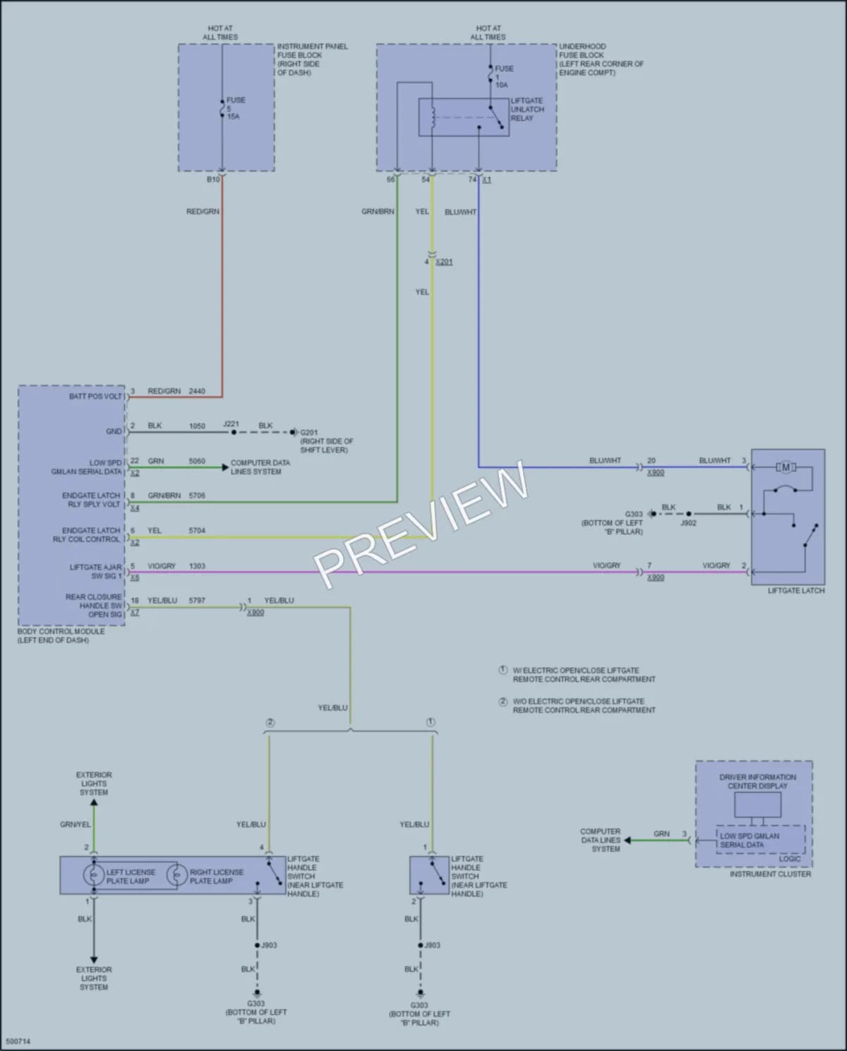 2016 Chevrolet Spark Trunk Tailgate Fuel Door wiring diagram preview