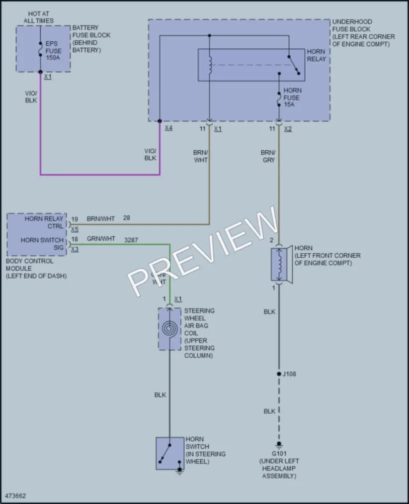 2016 Chevrolet SparkEV Horn wiring diagram preview