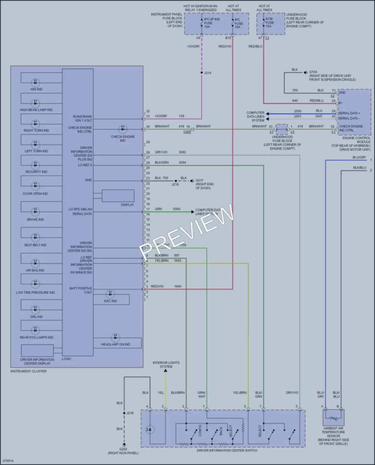 2016 Chevrolet SparkEV Instrument Cluster wiring diagram preview