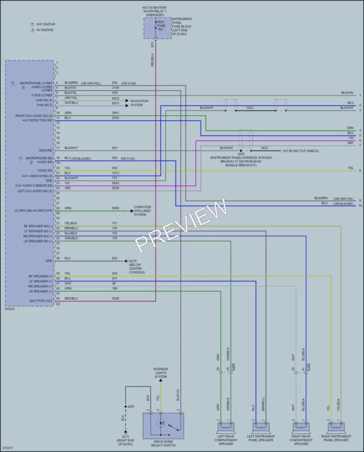 2016 Chevrolet SparkEV Radio wiring diagram preview