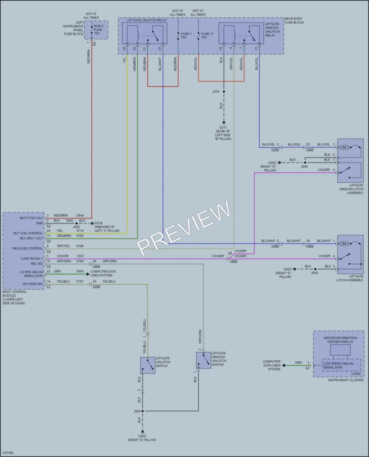 2016 Chevrolet Suburban Trunk Tailgate Fuel Door wiring diagram preview
