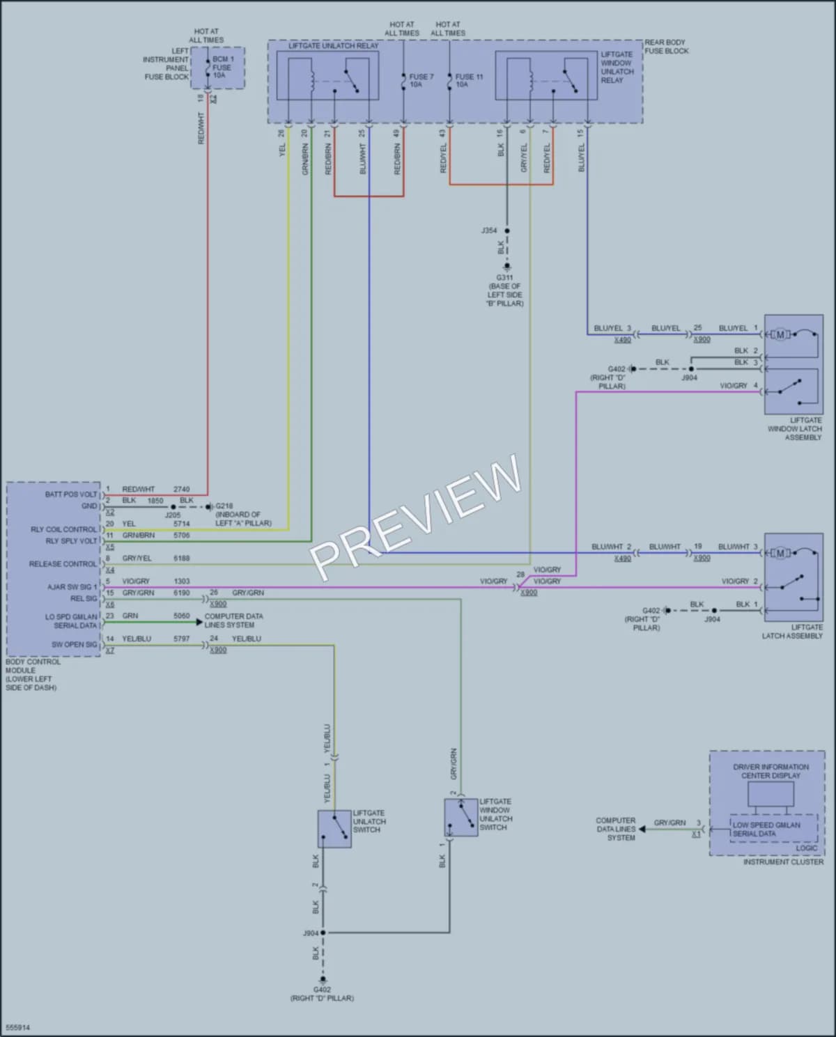 2016 Chevrolet SuburbanHD Trunk Tailgate Fuel Door wiring diagram preview