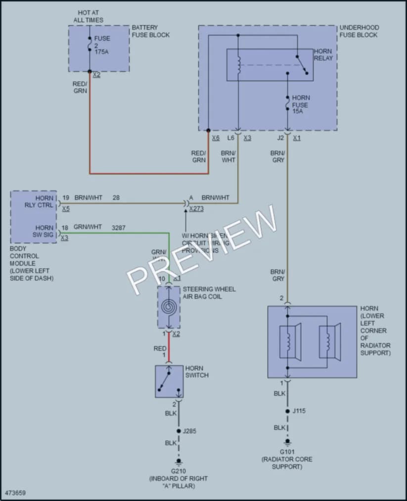 2016 Chevrolet Tahoe Horn wiring diagram preview