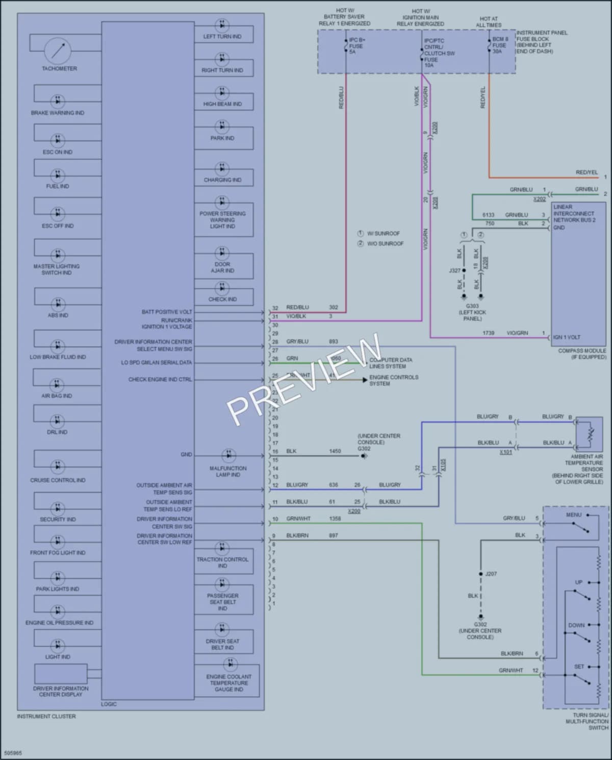 2016 Chevrolet Trax Instrument Cluster wiring diagram preview