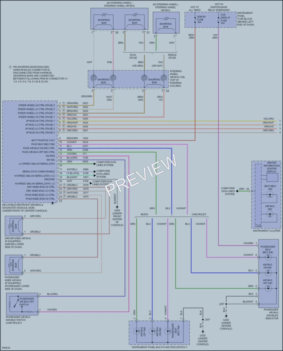 2016 Chevrolet Trax Supplemental Restraints wiring diagram preview