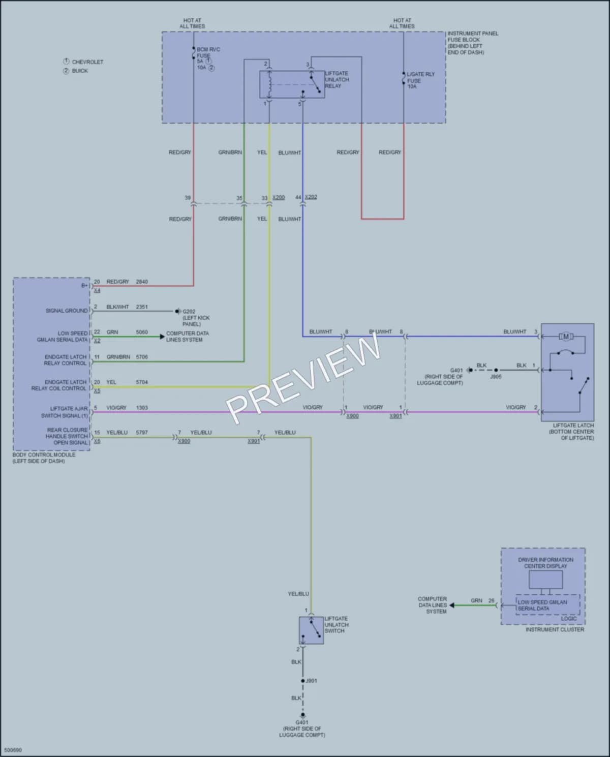 2016 Chevrolet Trax Trunk Tailgate Fuel Door wiring diagram preview