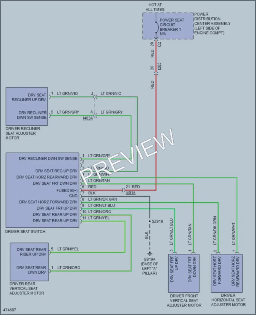 2016 Chrysler 200 Power Seats wiring diagram preview