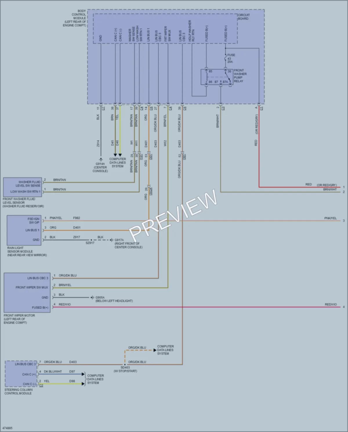 2016 Chrysler 200 Wiper Washer wiring diagram preview