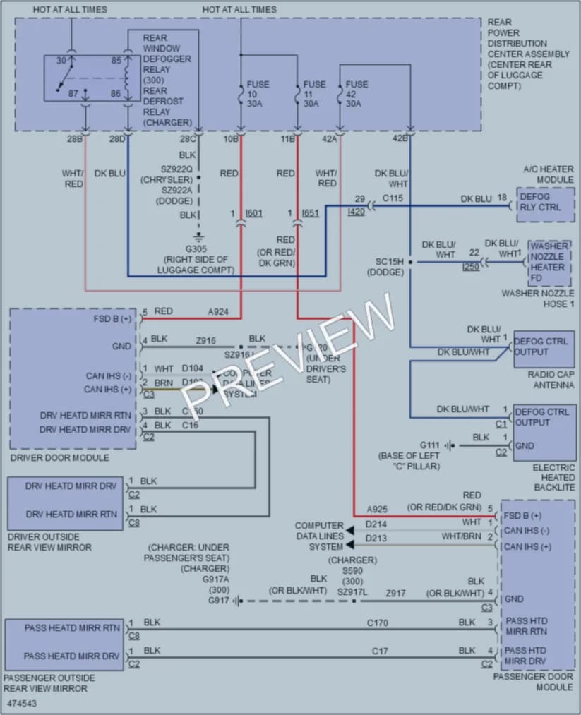2016 Chrysler 300 Defoggers wiring diagram preview
