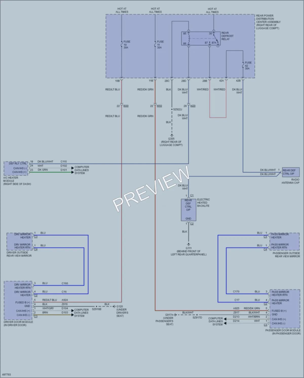 2016 Dodge Challenger Defoggers wiring diagram preview