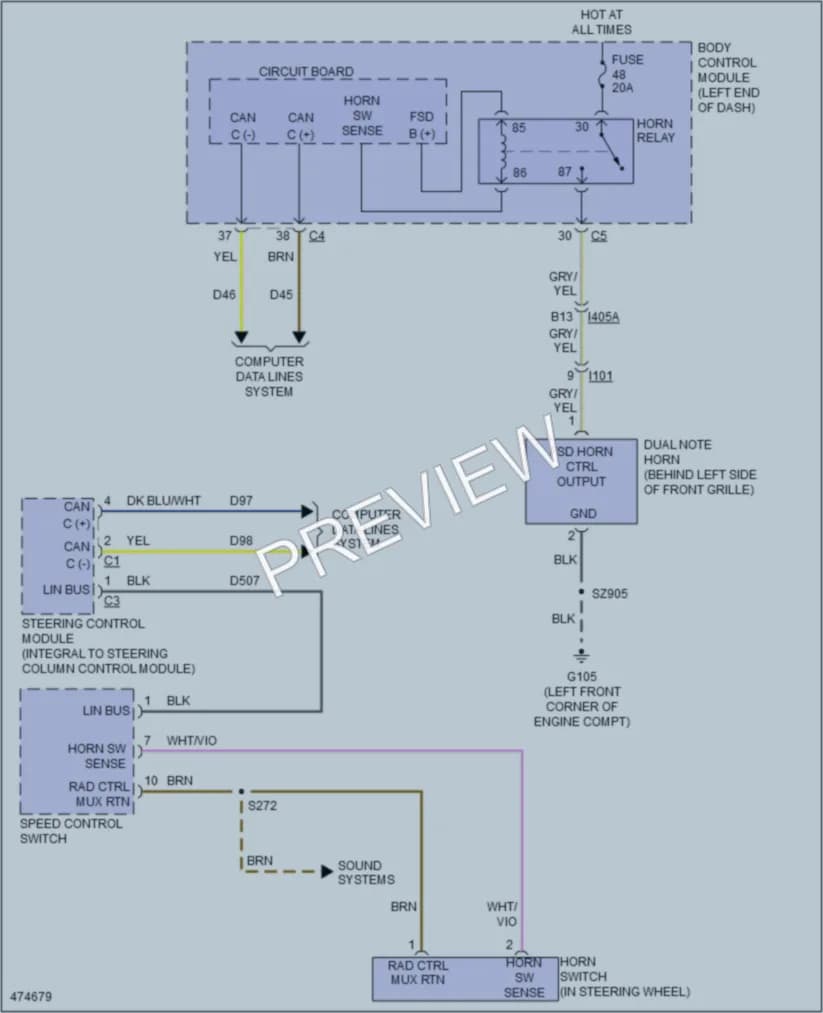 2016 Dodge Dart Horn wiring diagram preview