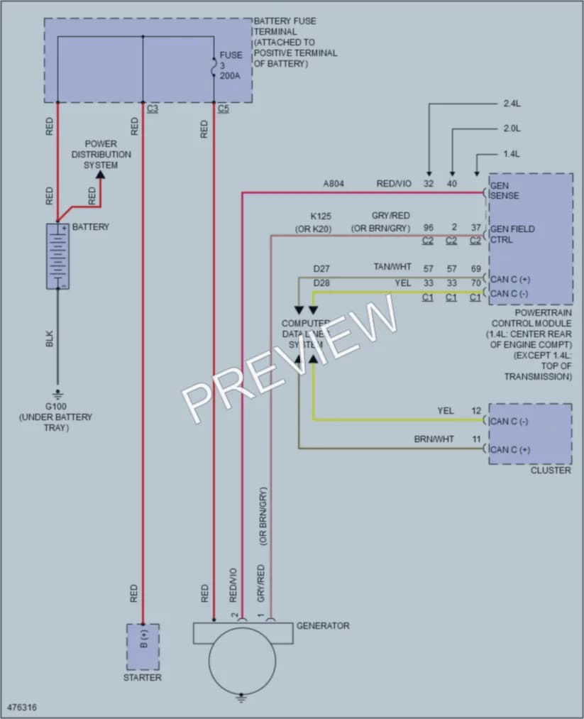 2016 Dodge Dart Starting Charging wiring diagram preview