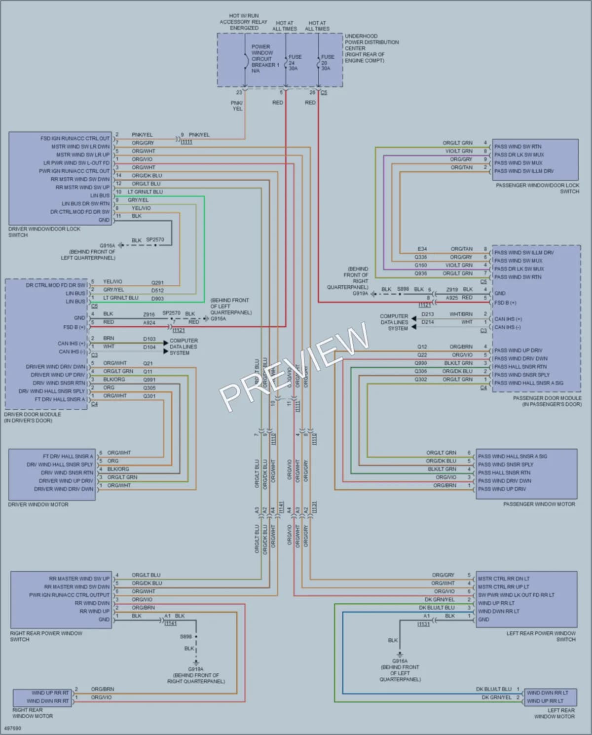2016 Dodge Durango Power Windows wiring diagram preview