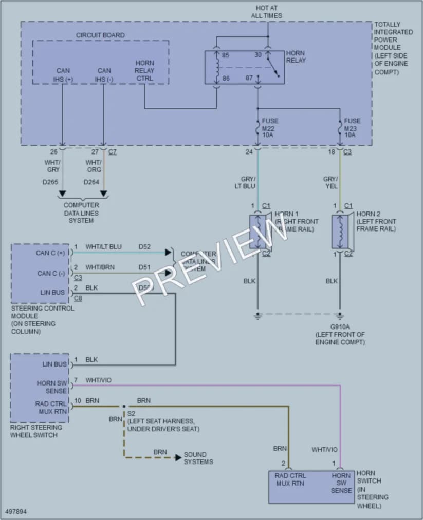 2016 Dodge GrandCaravan Horn wiring diagram preview