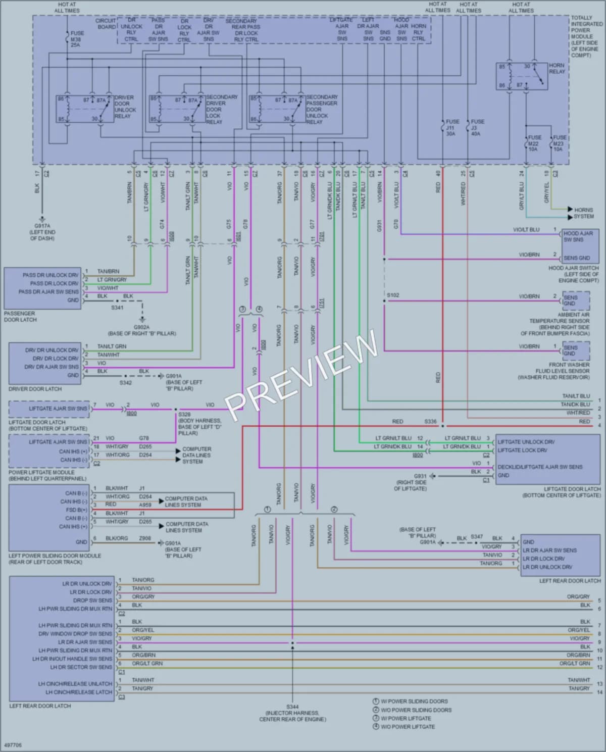 2016 Dodge GrandCaravan Power Door Locks wiring diagram preview