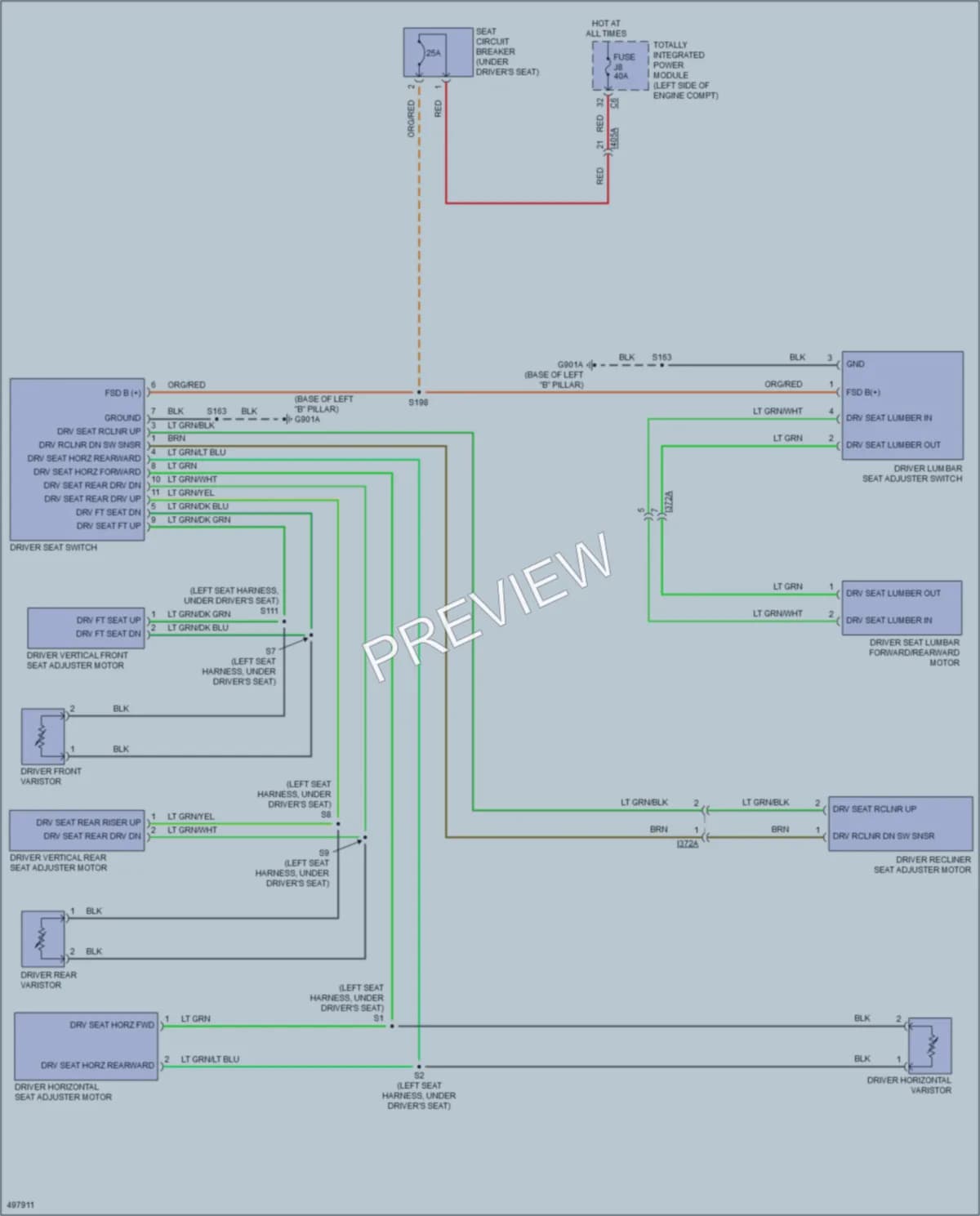 2016 Dodge GrandCaravan Power Seats wiring diagram preview
