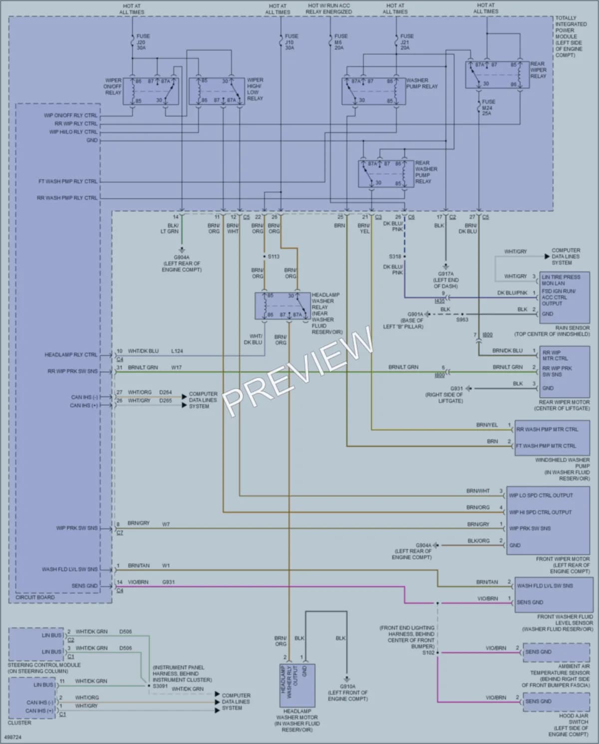 2016 Dodge GrandCaravan Wiper Washer wiring diagram preview