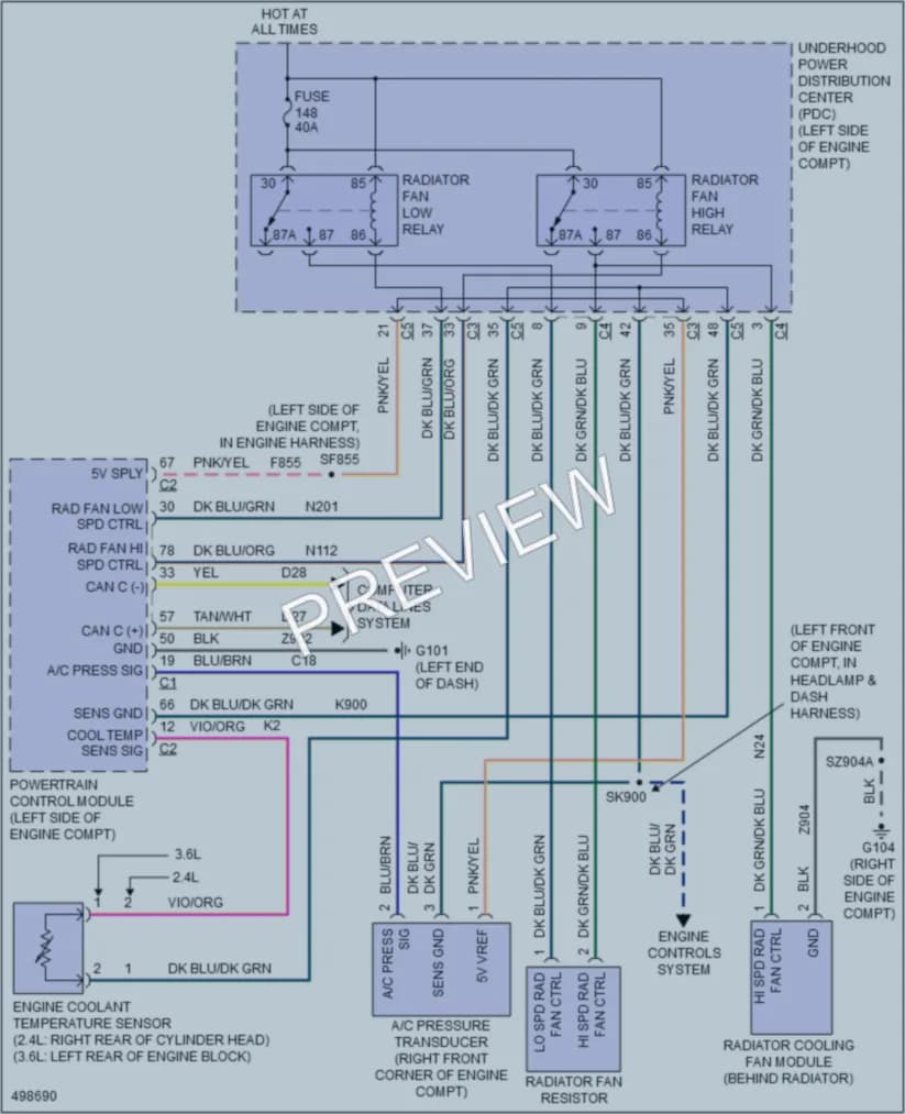2016 Dodge Journey Cooling Fan wiring diagram preview