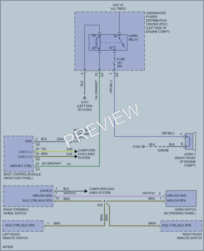 2016 Dodge Journey Horn wiring diagram preview