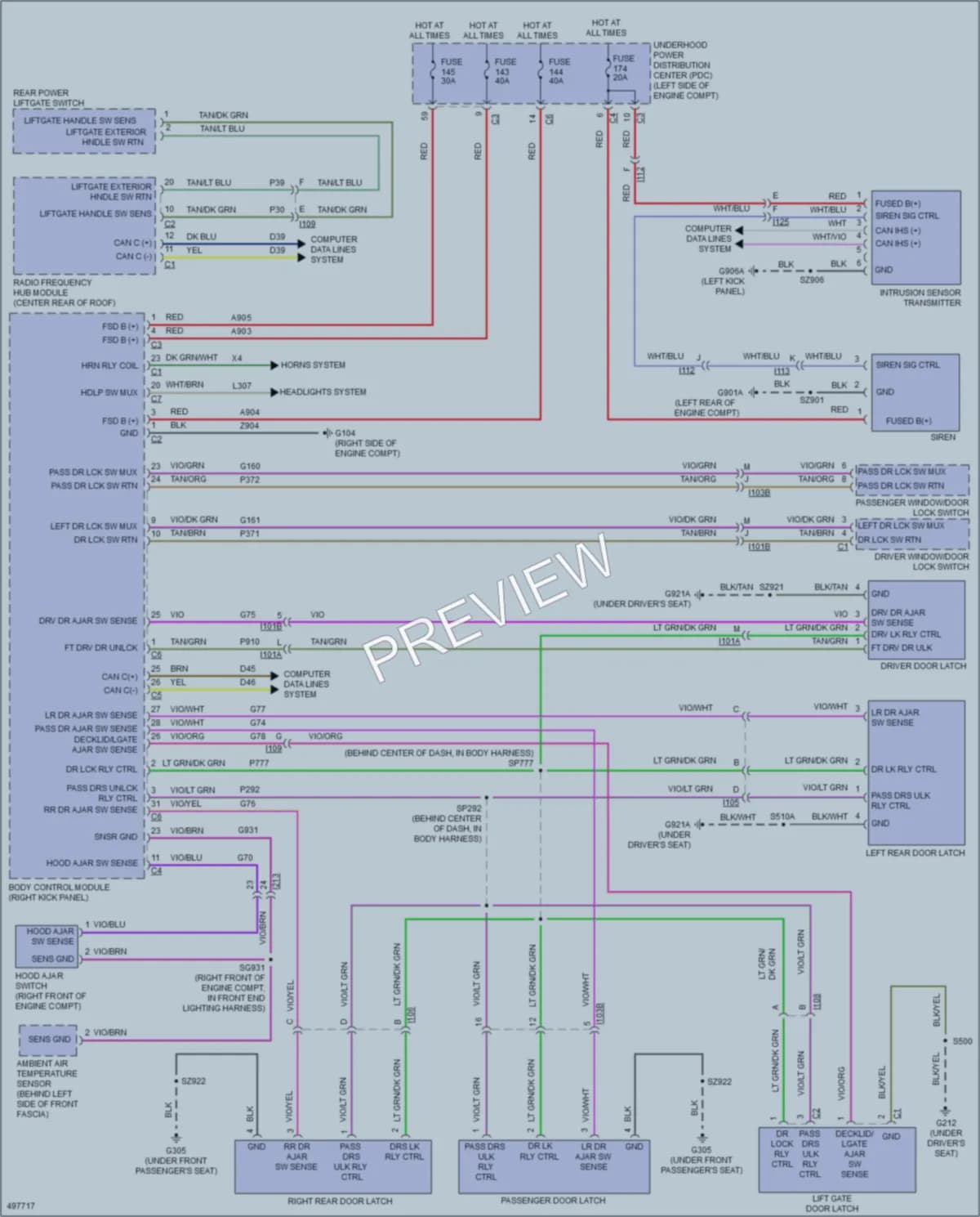 2016 Dodge Journey Power Door Locks wiring diagram preview