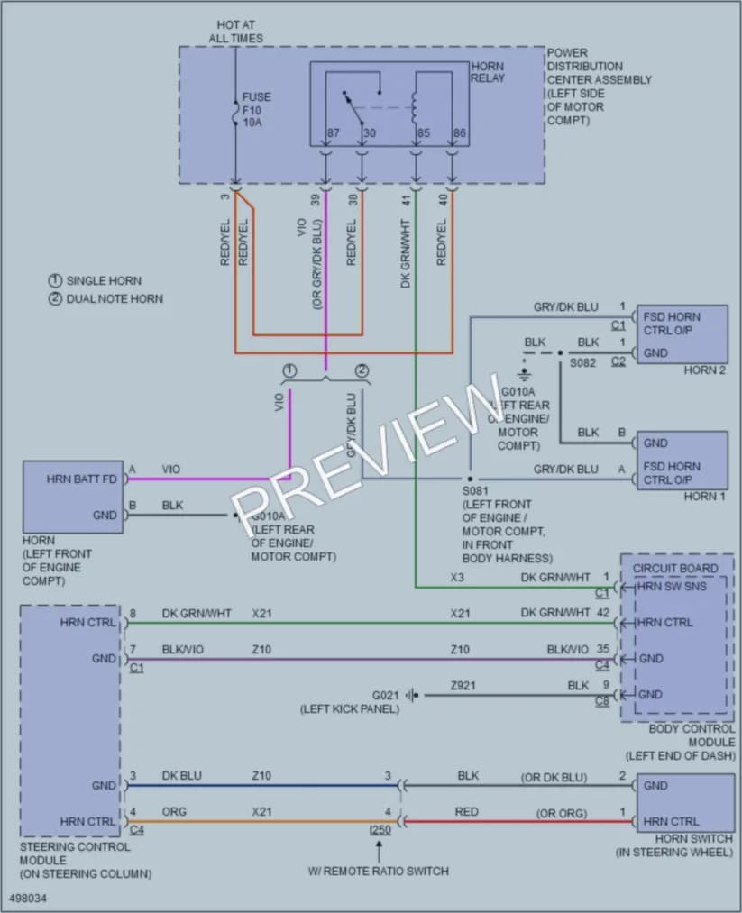 2016 Fiat 500 Horn wiring diagram preview