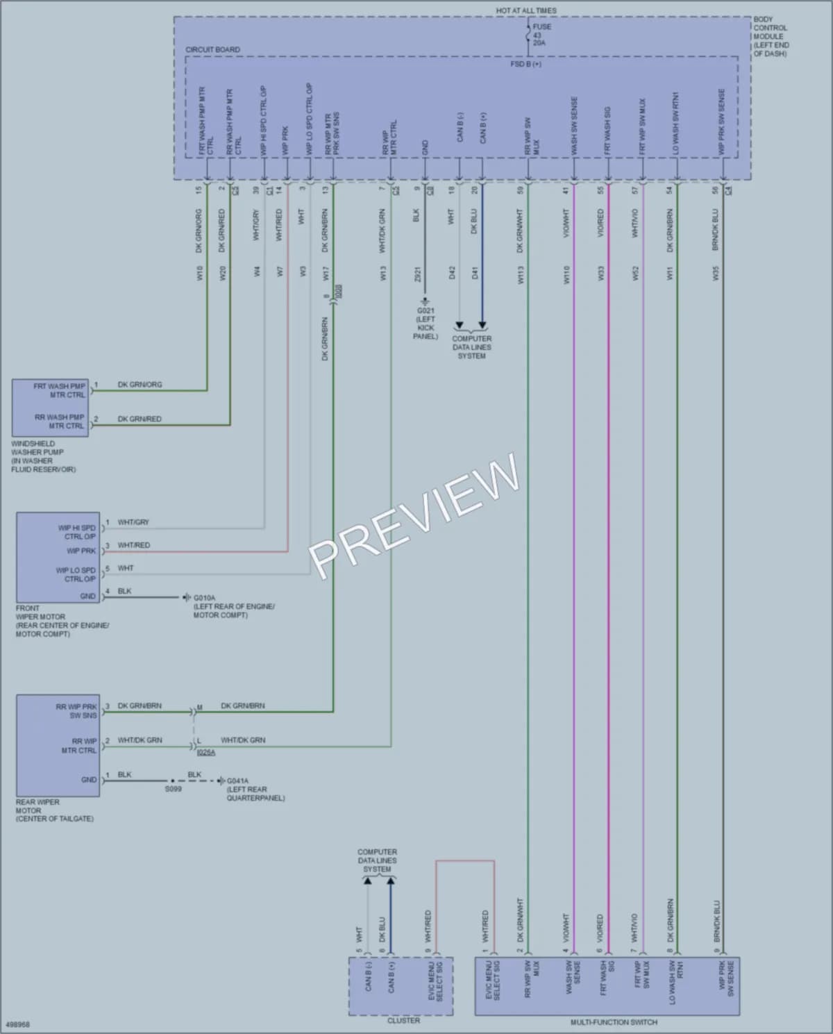2016 Fiat 500 Wiper Washer wiring diagram preview
