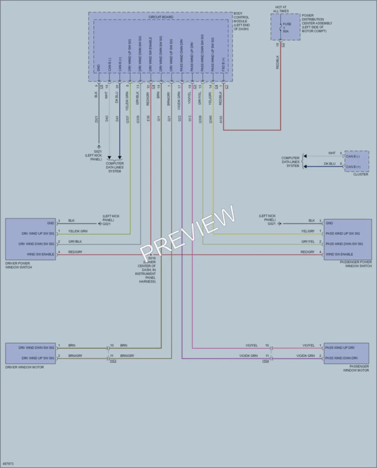 2016 Fiat 500C Power Windows wiring diagram preview