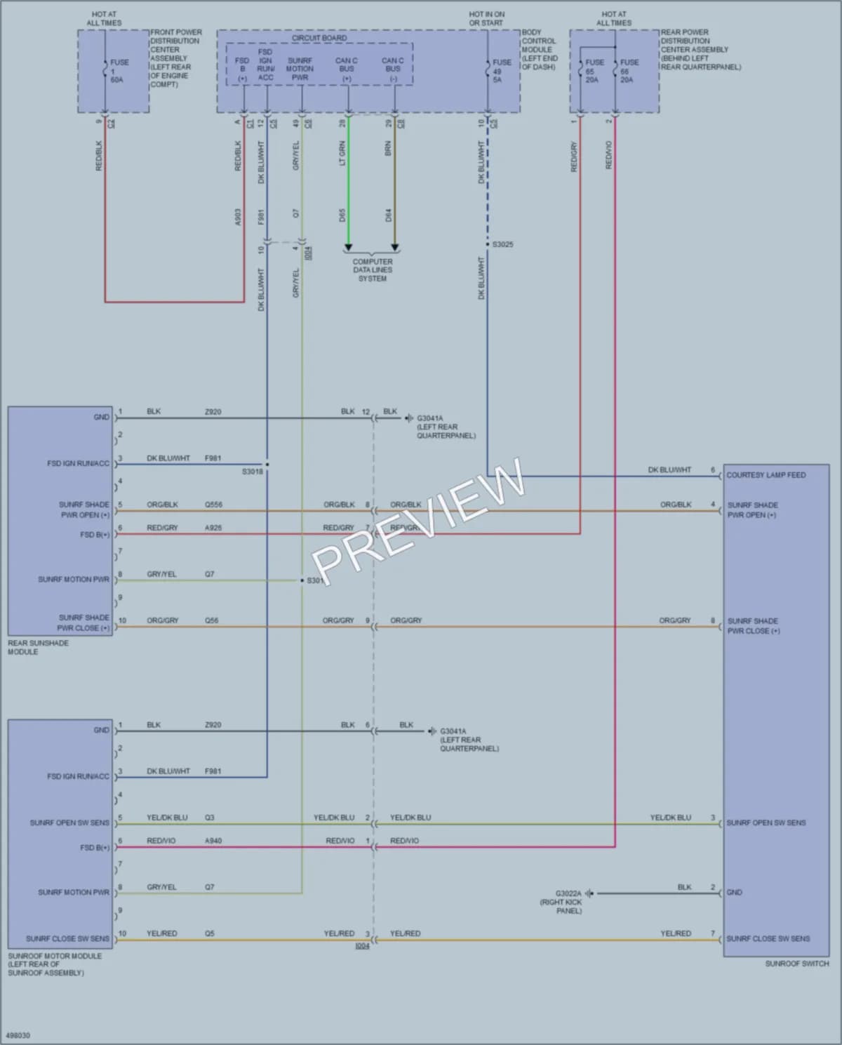 2016 Fiat 500L Power Top Sunroof wiring diagram preview