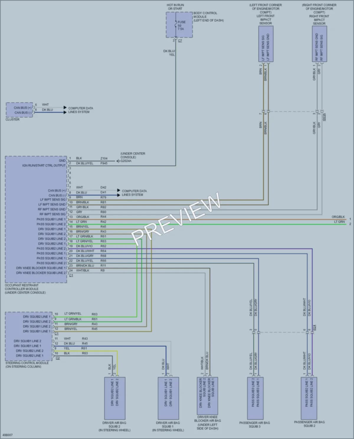 2016 Fiat 500L Supplemental Restraints wiring diagram preview