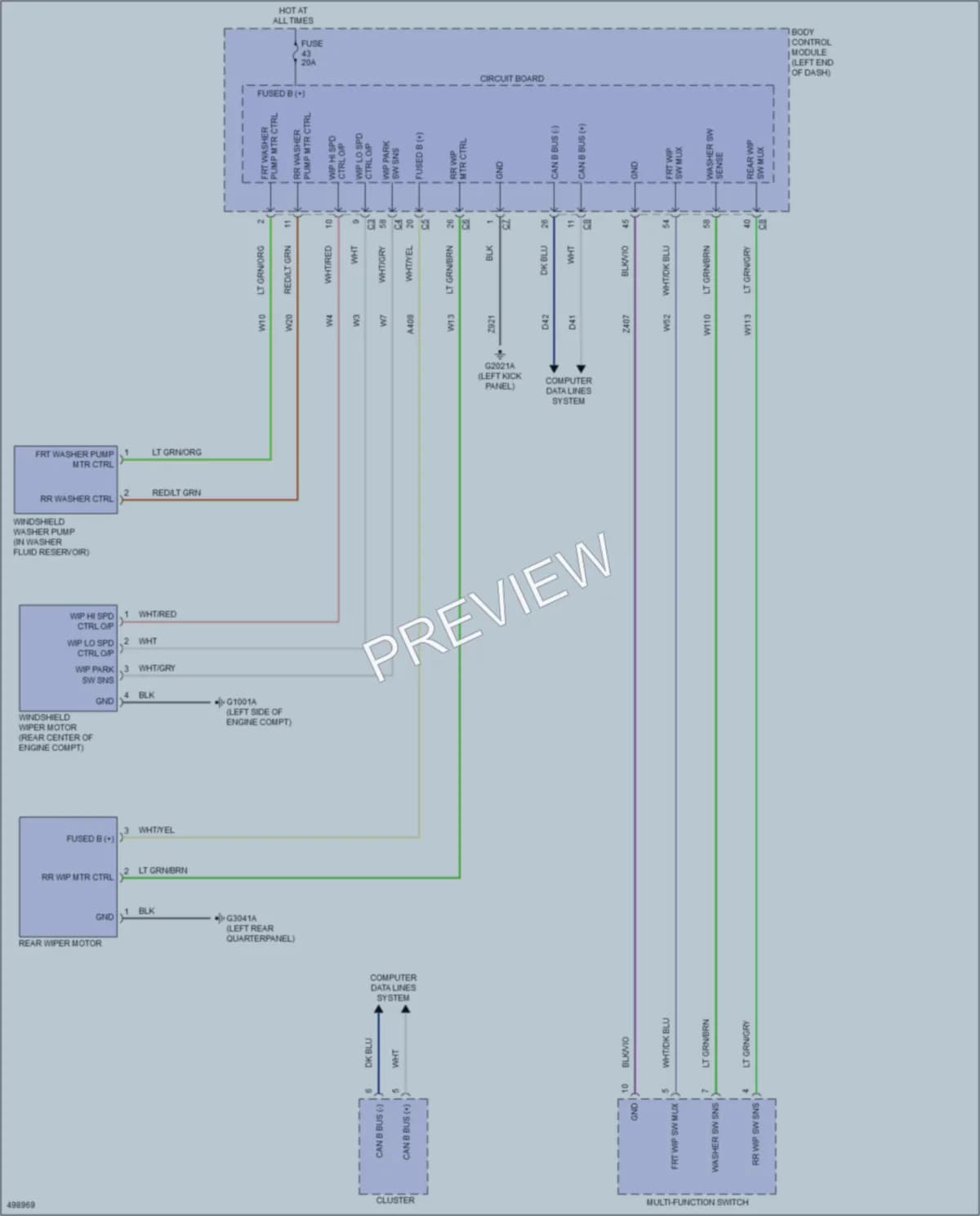 2016 Fiat 500L Wiper Washer wiring diagram preview