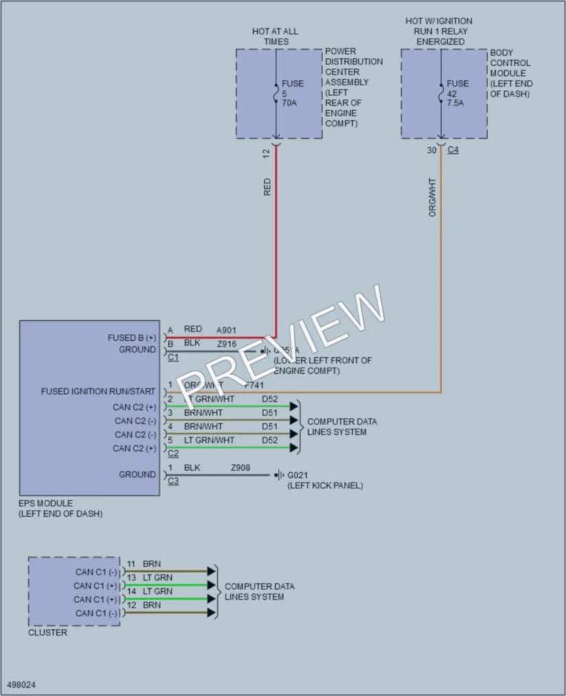 2016 Fiat 500X Electronic Power Steering wiring diagram preview