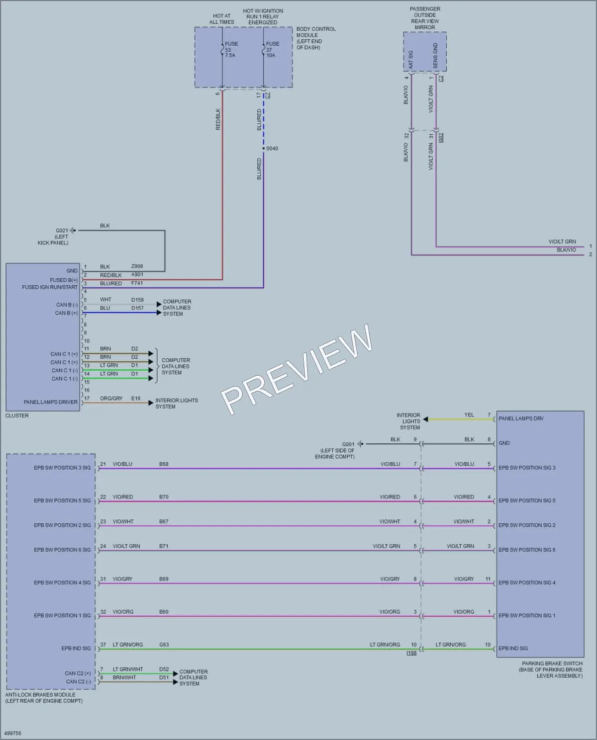 2016 Fiat 500X Instrument Cluster wiring diagram preview