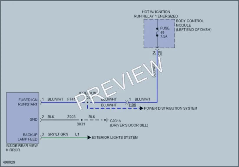 2016 Fiat 500X Power Mirrors wiring diagram preview