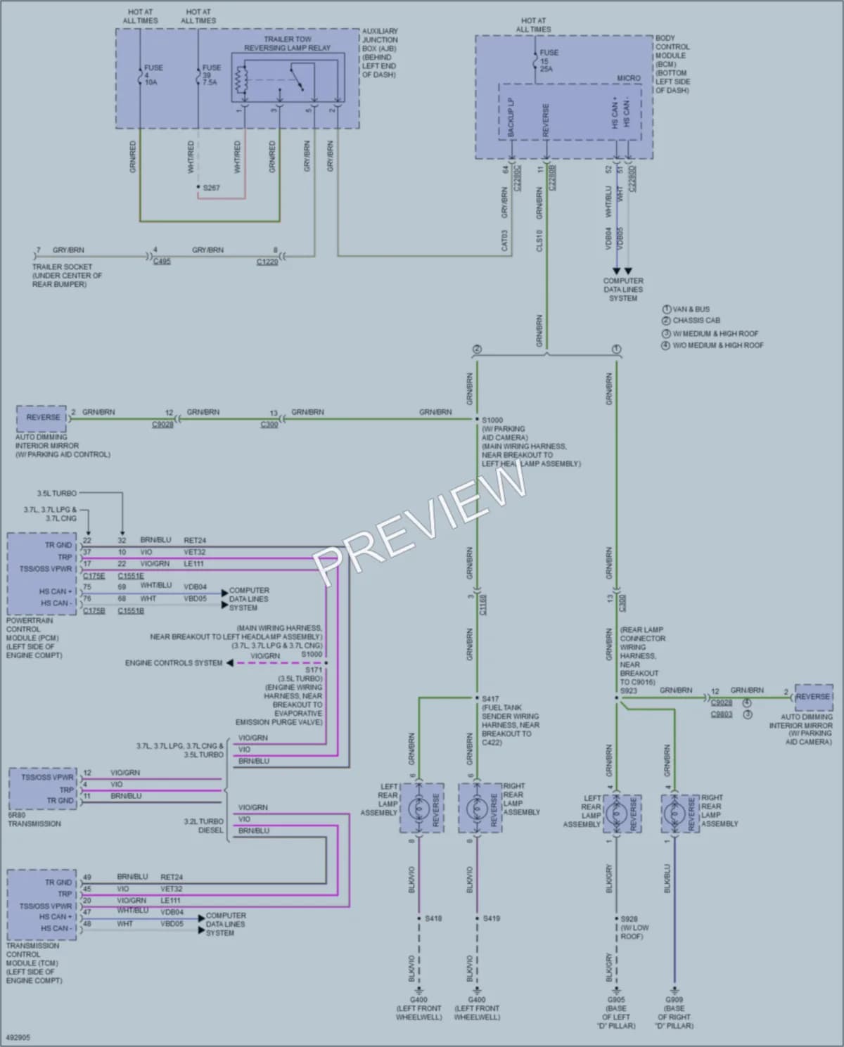 2016 Ford 150Transit Exterior Lights wiring diagram preview