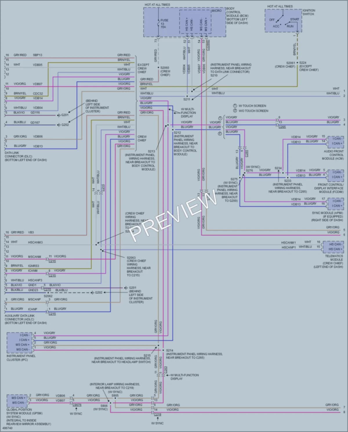 2016 Ford 350HDTransit Computer Data Lines wiring diagram preview