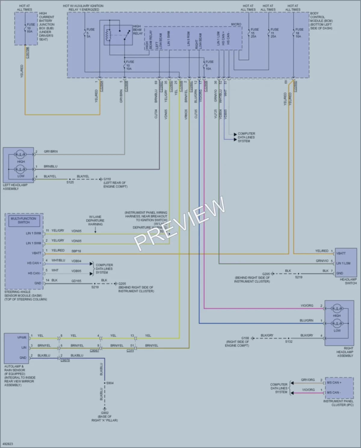 2016 Ford 350HDTransit Headlights wiring diagram preview