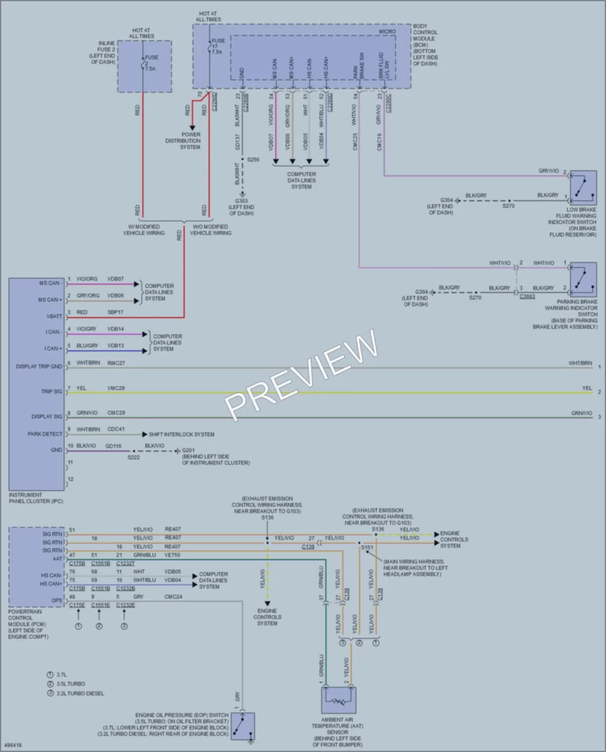 2016 Ford 350HDTransit Instrument Cluster wiring diagram preview