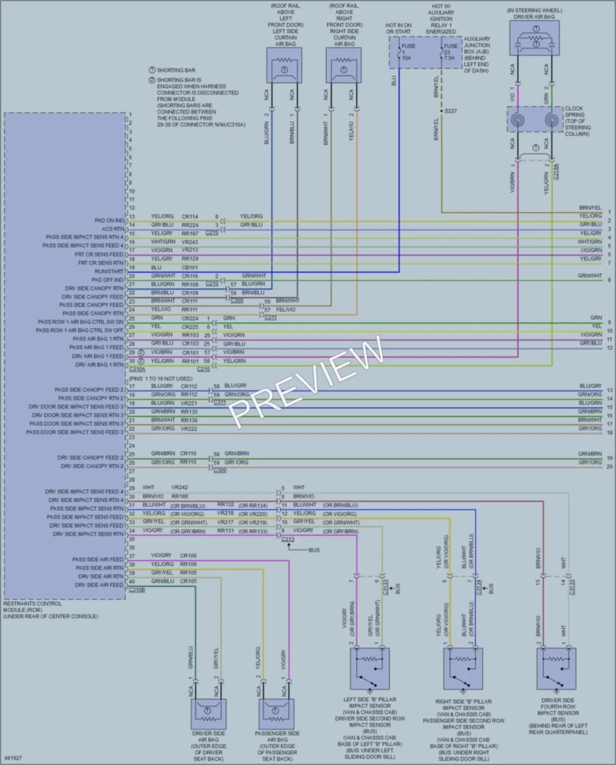 2016 Ford 350HDTransit Supplemental Restraints wiring diagram preview