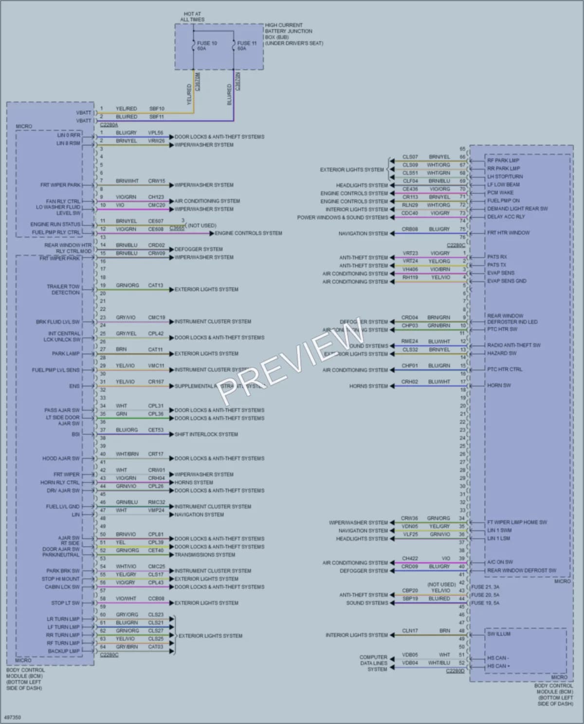 2016 Ford 350Transit Body Control Modules wiring diagram preview