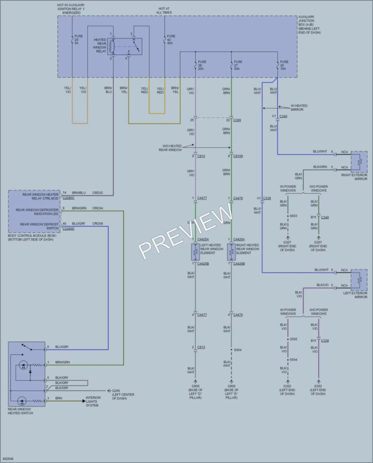 2016 Ford 350Transit Defoggers wiring diagram preview