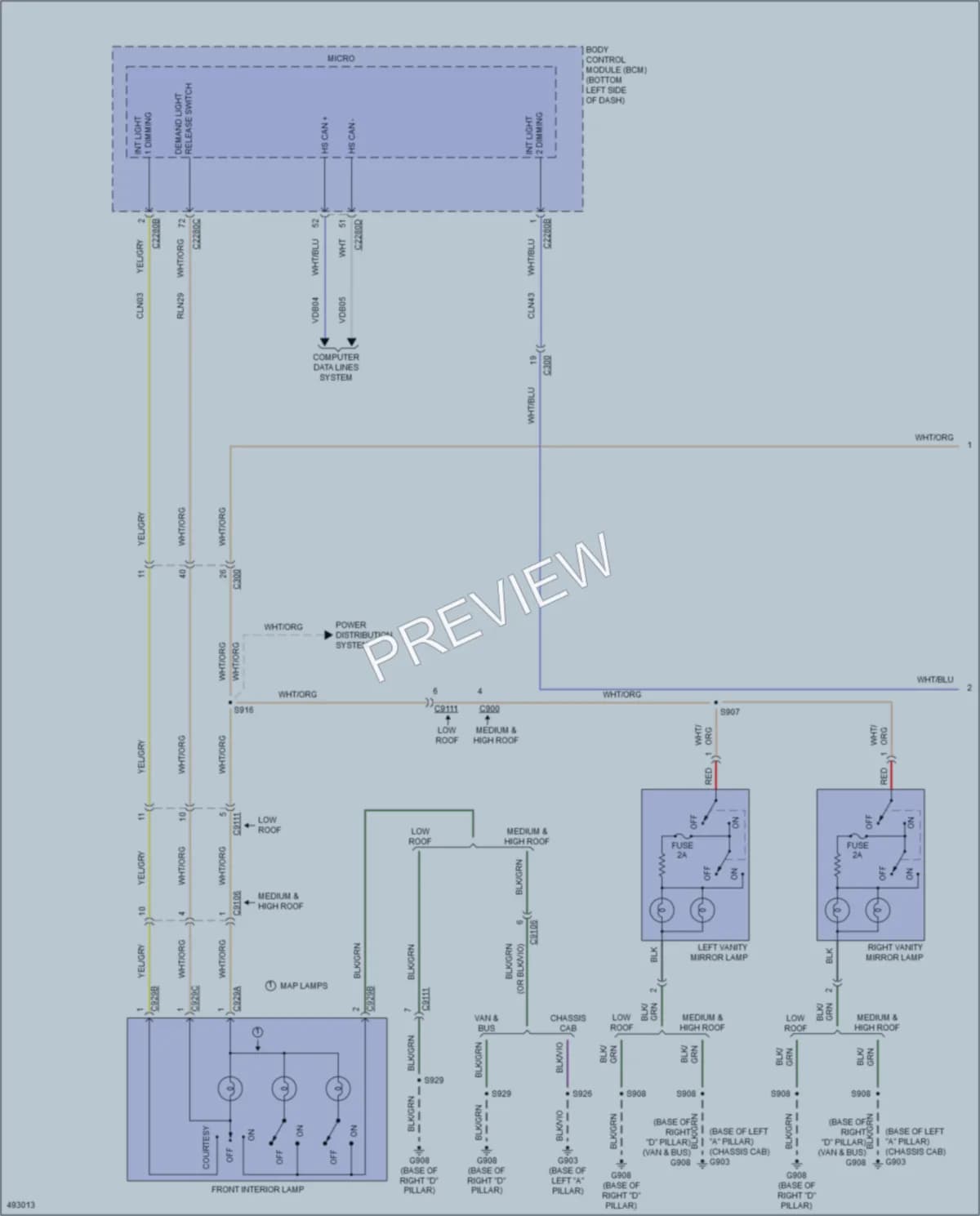 2016 Ford 350Transit Interior Lights wiring diagram preview