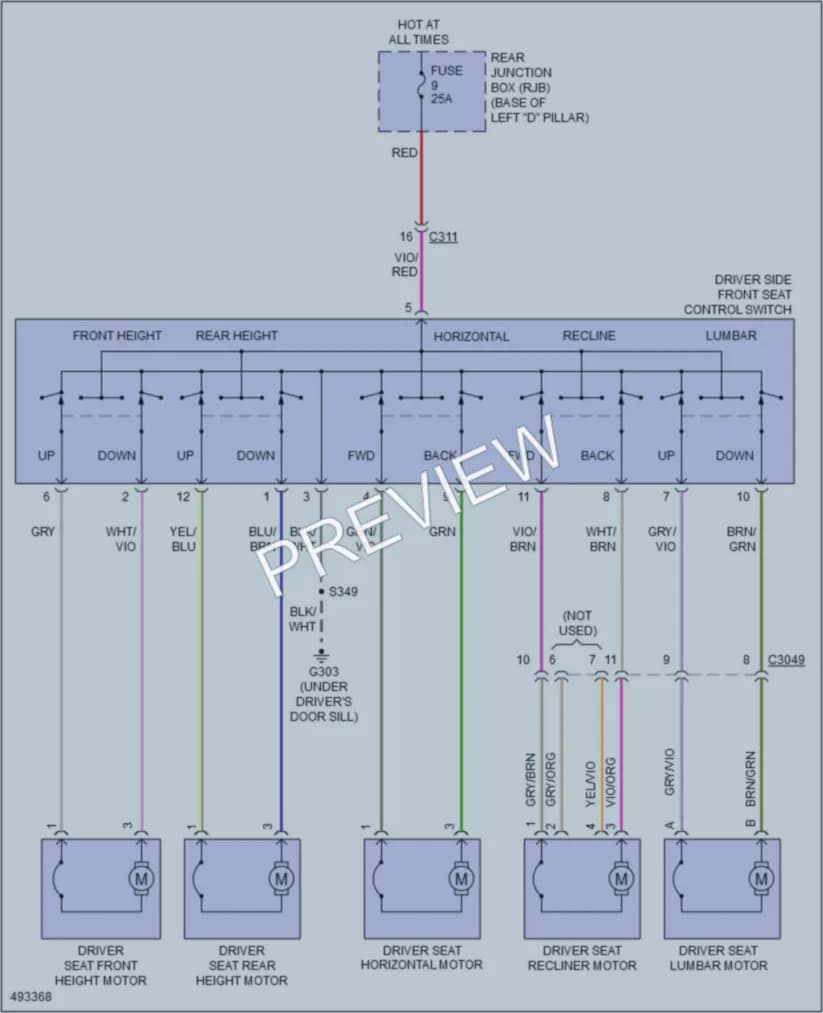 2016 Ford CMaxEnergi Power Seats wiring diagram preview