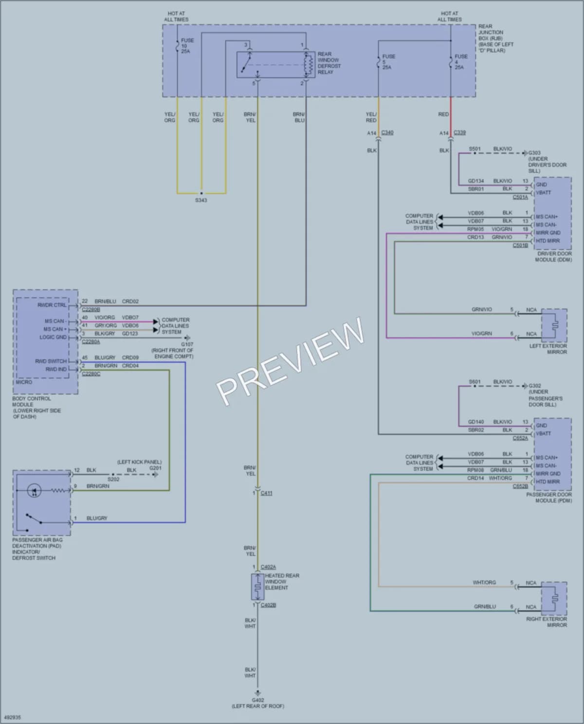 2016 Ford CMaxHybrid Defoggers wiring diagram preview