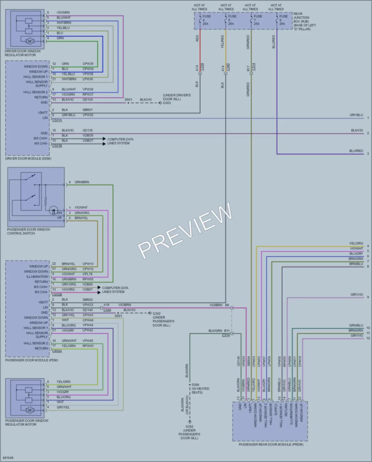 2016 Ford CMaxHybrid Power Windows wiring diagram preview