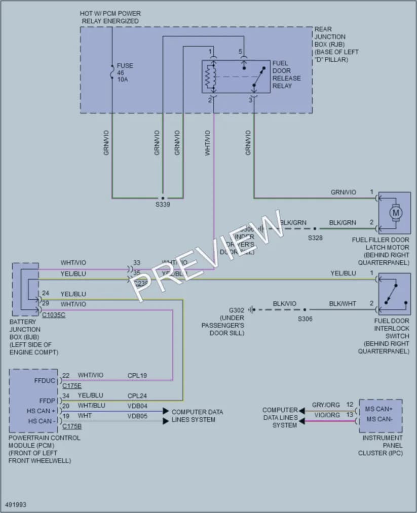 2016 Ford CMaxHybrid Trunk Tailgate Fuel Door wiring diagram preview